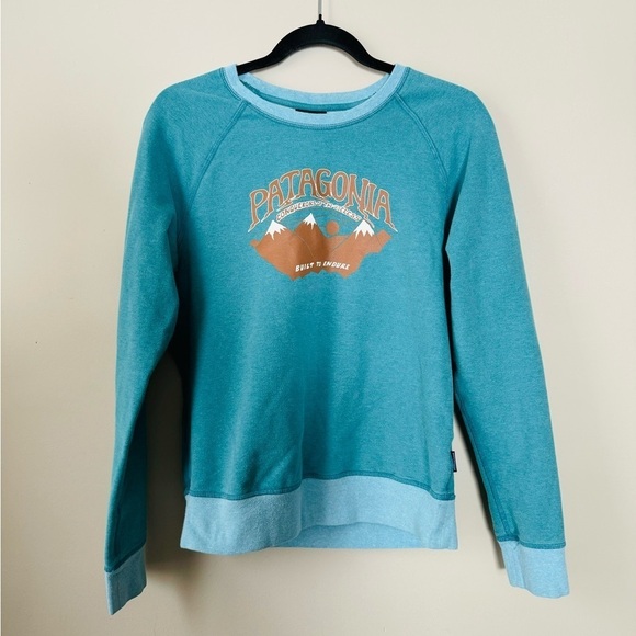 Patagonia Hazy Peaks Crewneck Sweatshirt Organic Cotton Mountain Print - Picture 1 of 9